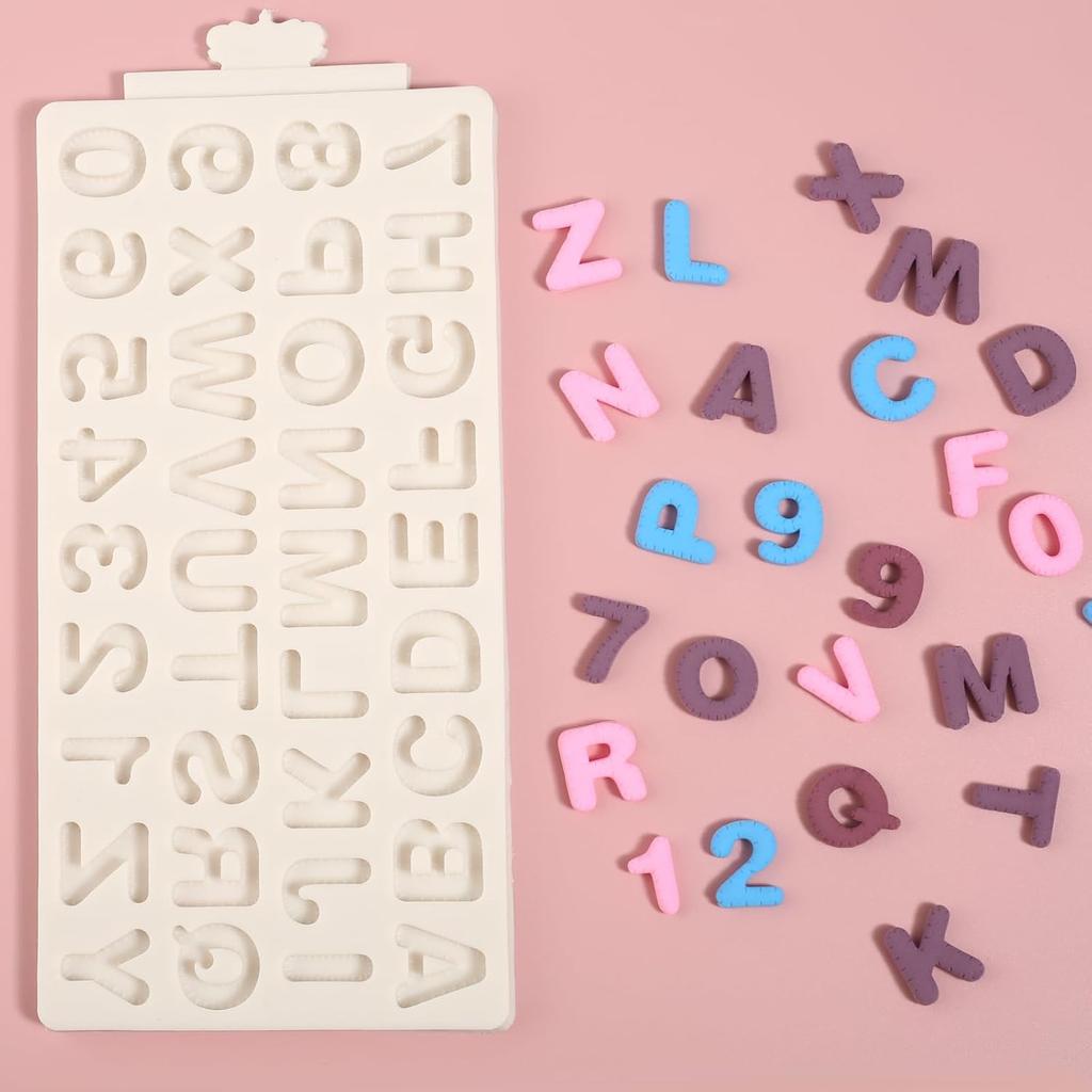 1 Pcs Alphabet Chocolate Fondant Mold, Number Silicone Molds, for Graduation Cake Decoration Cupcake Toppers Biscuit Candy Resin Clay Plaster Reble