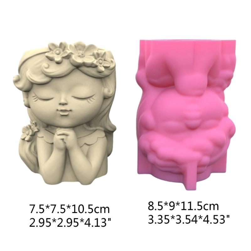 Prayer Girl Flower Silicone Mold Concrete Candlestick Resin Mould Succulent Planter Molds Craft Home Decorations