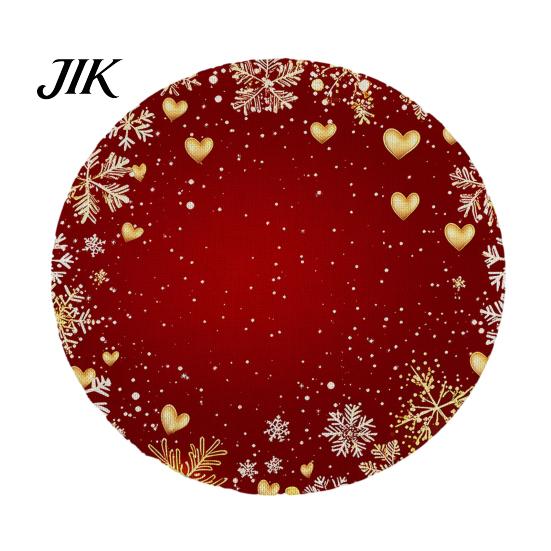 Round Washable Placemats Christmas Placemat, 14 Inch Festive Pattern Anti Slip Tabletop Protector, Party Table Setting Heat Insulation Place