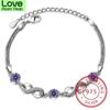 Подлинный 925 пробы стерлингового серебра Endless Love Infinity Chain Link Регулируемый женский браслет Роскошные серебряные ювелирные изделия Scb037