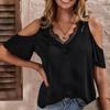 Women's Clothing Lace V-neck Short Sleeve Top T-shirt T-shirts and Tops