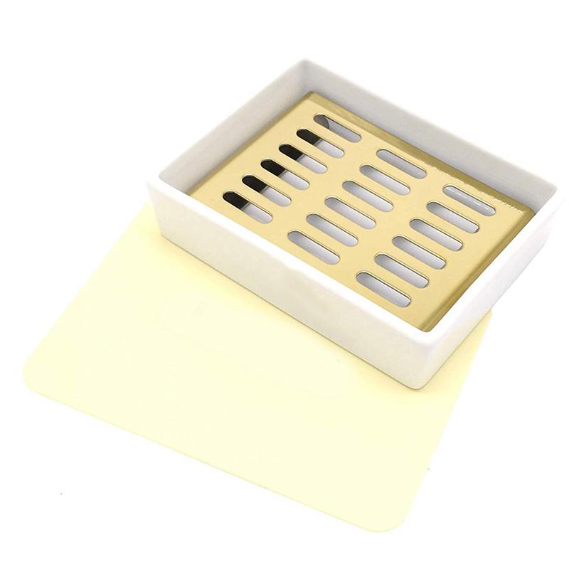 A30u-Керамическая мыльница Держатель для мыла из нержавеющей стали Для ванной и душа Двухслойная дренажная мыльница