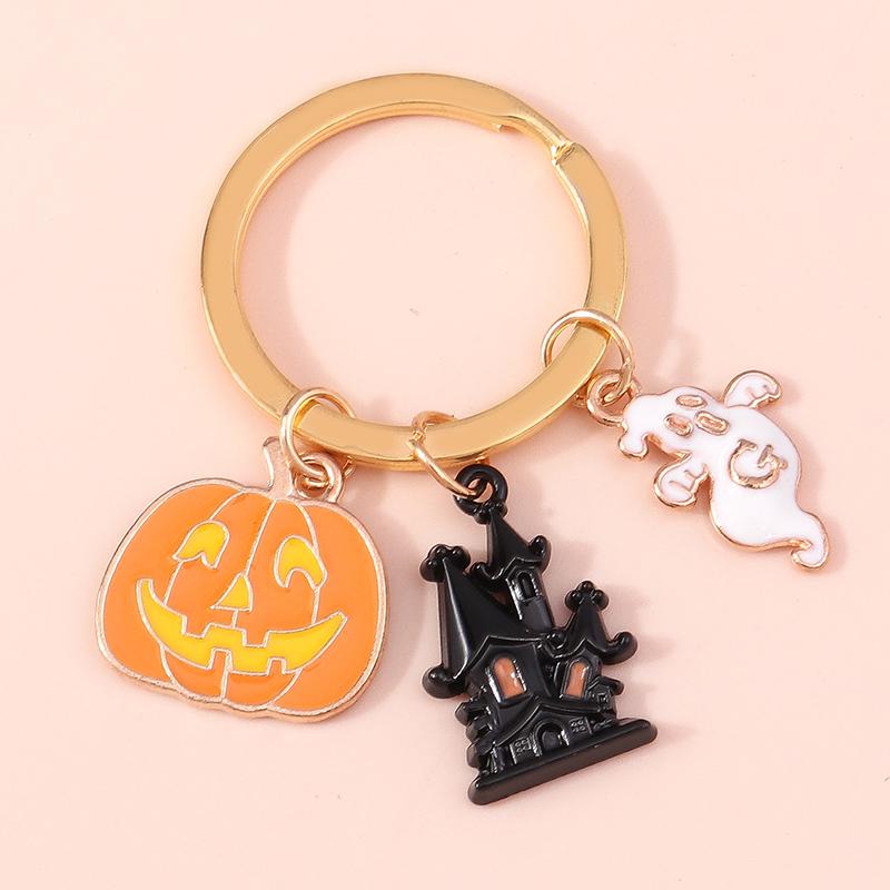 Cute Enamel Ghost Keychain Halloween Witch Pumpkin Bat Keyring Pendants for Car Key Holder Handbag Decor Jewelry  Accessories