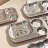 Multi Grids Children's Tableware Square Shaped Food Plate Stainless Steel Plate  Fruit Salad