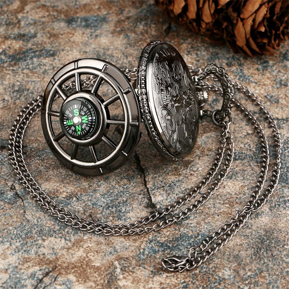 Компас Дизайн Винтаж Полый Скелет Карманные Часы Звездный Круглый Циферблат Антикварные Подвесные Часы Подарки для Мужчин Женщин