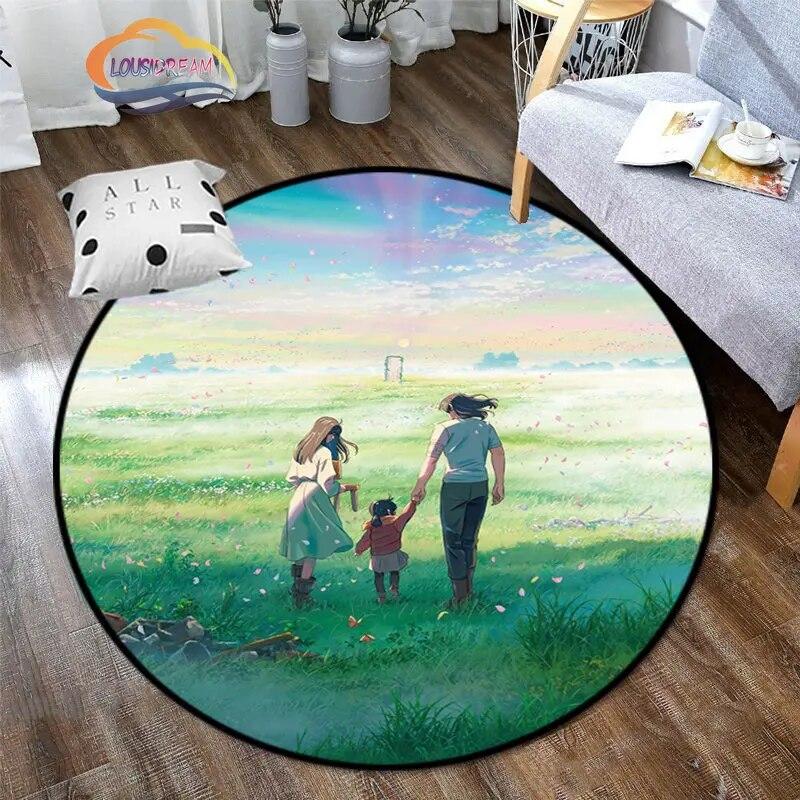 Круглый ковер с рисунком аниме Suzume, декоративный круглый коврик с 3D принтом для детей или девочек, коврик для спальни, гостиной