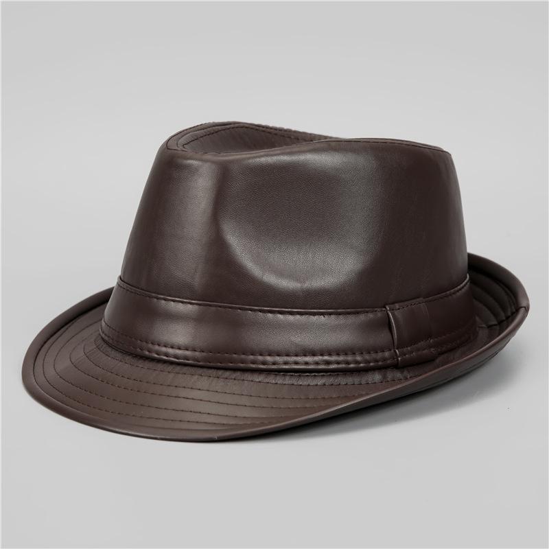 Top Hat Men'S Middle-Aged And Elderly Hat Men'S Winter British Jazz Hat Autumn And Winter Gentleman'S Hat Casual Elderly Dad Leather Hat