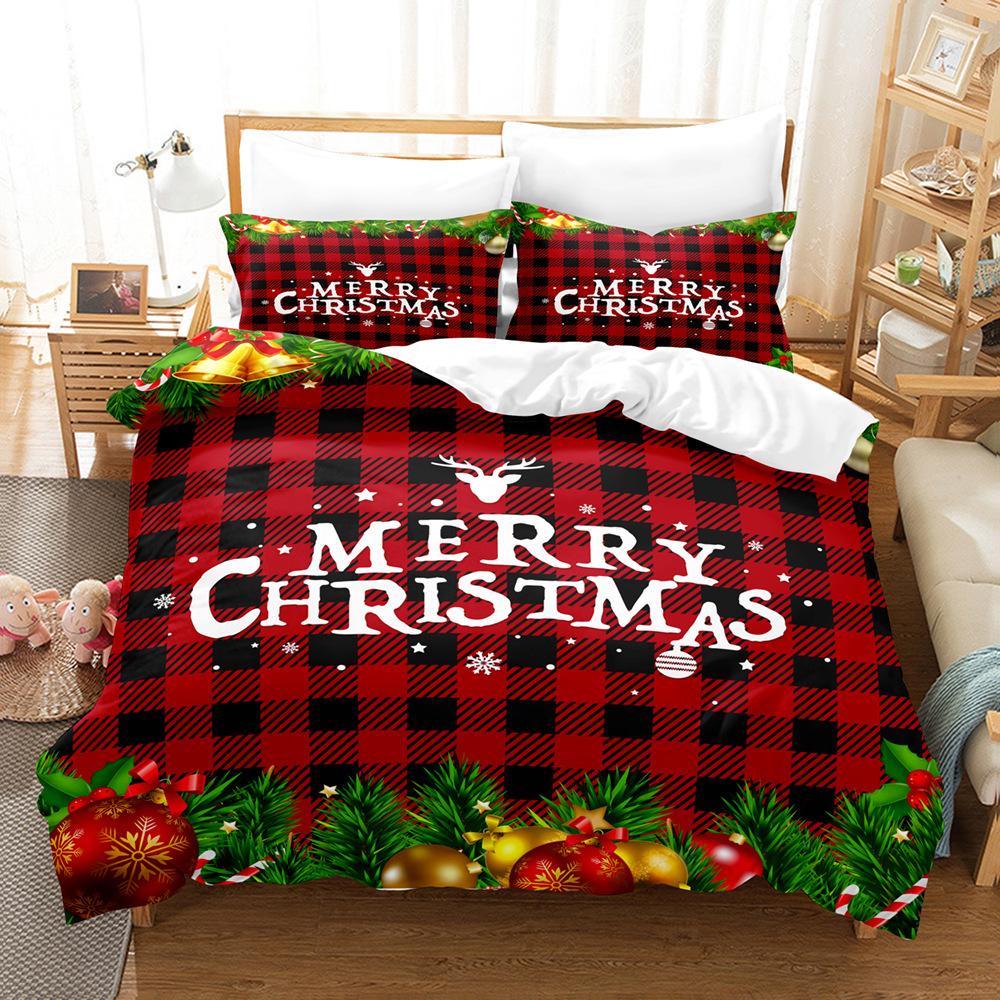 3D Merry Christmas Комплект постельного белья King Queen Bed Down Пододеяльник Наволочка 2/3 шт. Покрывало Happy New Year Роскошный домашний текстиль Подарок