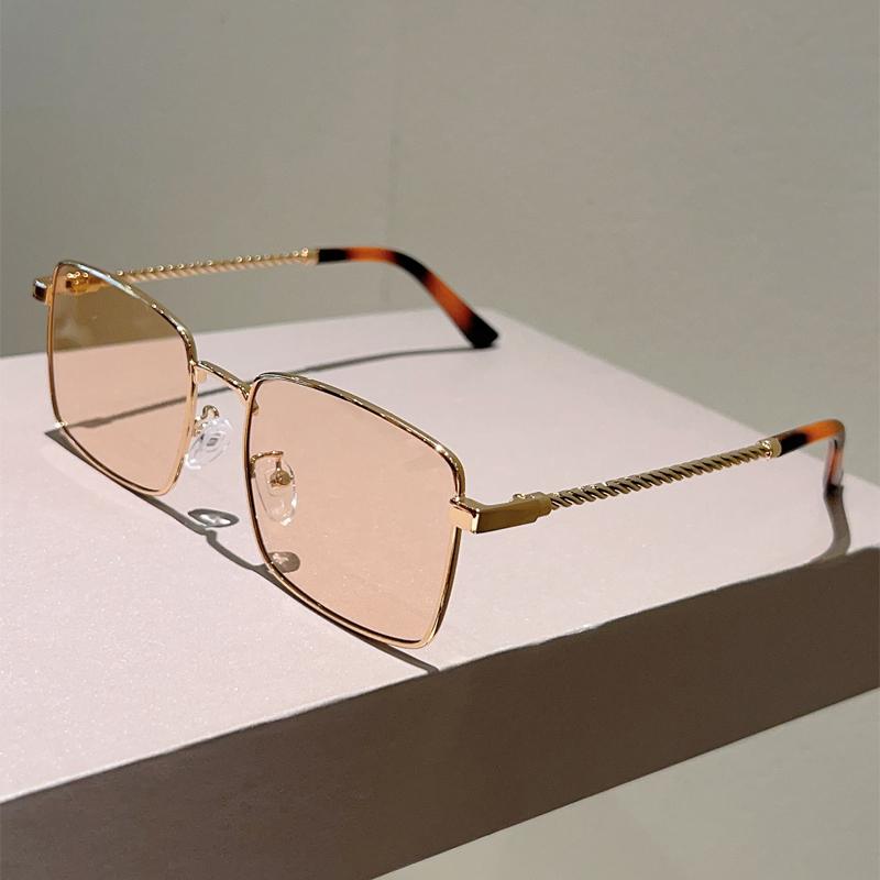 Винтажные квадратные солнцезащитные очки Мужские Модные Полностью металлическая оправа Повседневные солнцезащитные очки Женские Новые Трендовые Ретро Дизайн Декор Затененные