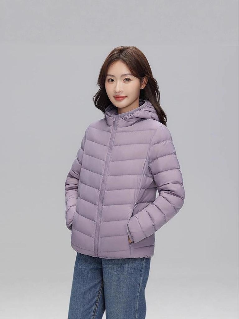 Korean Style Women's Hooded Down Jacket - Lightweight, Warm, Plus Size, Simple and Versatile for Autumn and Winter