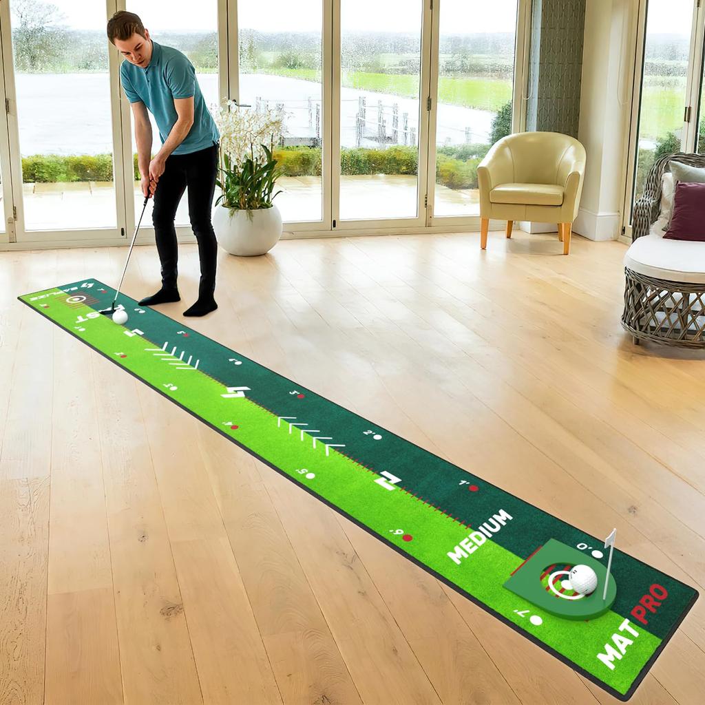 Saplize Double Speed Putter Practice Mat with Target Practical for Home Small 250x30cm Cup, Use, Size,
