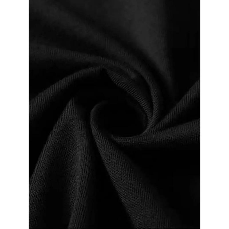 Европейские размеры Мужская футболка с принтом - Черно-белый контрастный принт, Обычный крой, Круглый вырез, Короткий рукав, Повседневная уличная футболка