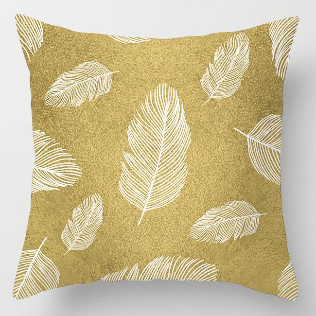 45*45cm Home Sofa Pillow Cover Home Decor Geometric Series Peach Leather Pillow Cover Luxury Gold Decorative Cushion Cover
