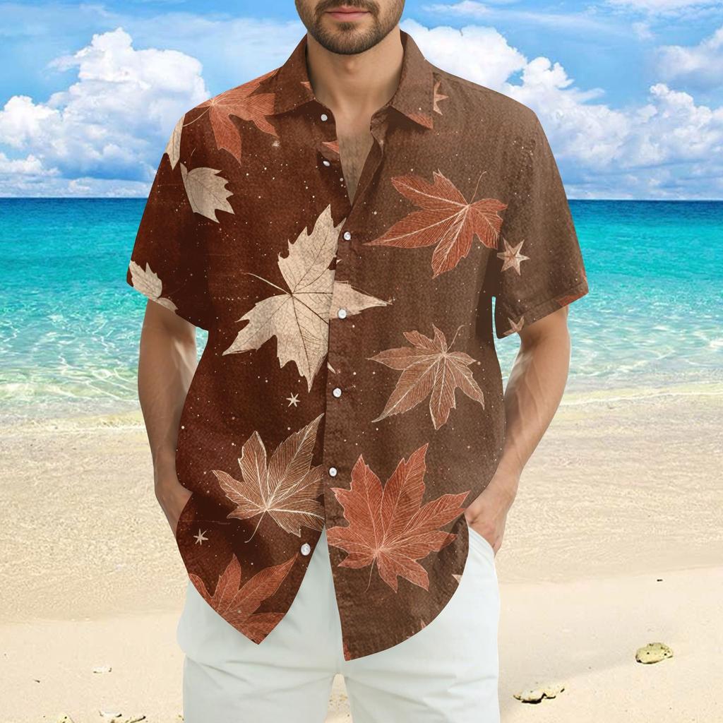 Мужская модная повседневная рубашка с коротким рукавом свободного кроя с гавайским принтом