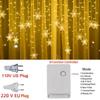 New 3M Christmas Light  Snowflake Curtain Icicle Fairy String Lights Outdoor Garland  Party Garden 2024  Year Decoration