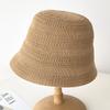 New Knitted Hollow Breathable Bucket Hat Women's Foldable Basin Hat Spring and Autumn Plain Hat Bucket Hat Shows Small Face