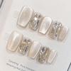 Pure Hand-made Phototherapy Nail Art Electroplating Cat Eye Wear Nail Finished Cat Eye Nail Patches Show Whiteness and Whiteness