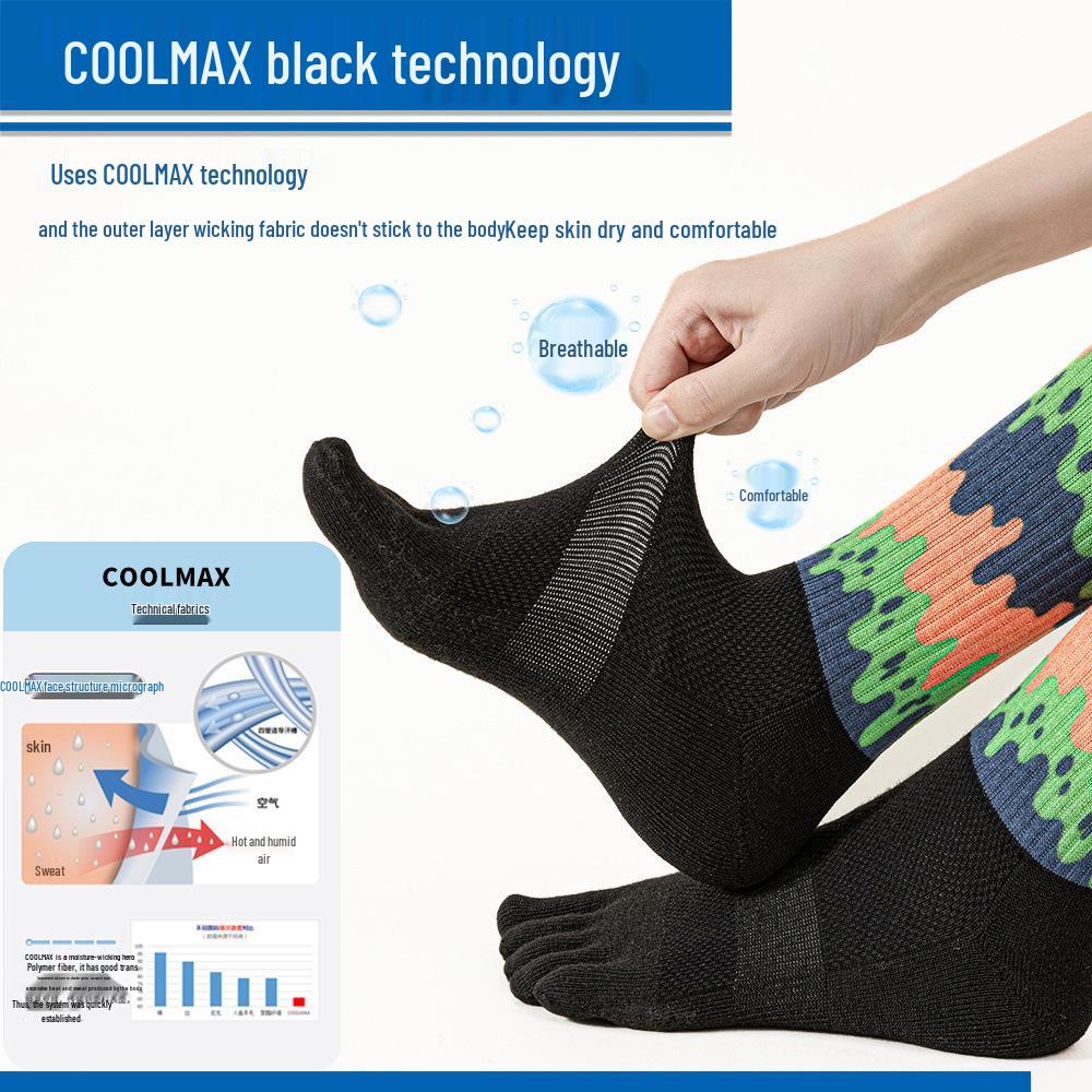Носки Coolmax с пятью пальцами до середины голени для мужчин и женщин - Идеально подходят для летнего хайкинга, треккинга, марафона и трейлраннинга