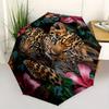 Детеныши леопарда, Зонт-трость с автоматическим открыванием/закрыванием, Тема тропического сада, Компактный складной зонт-трость 3 сложения для мужчин и женщин, Подарок на День святого Валентина, День матери