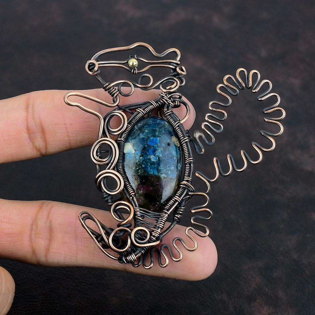 Подвеска с арбузным турмалином, медная проволока, обернутая драгоценным камнем, подвеска с кроликом, ювелирное изделие ручной работы, очень красивая медная бижутерия, подарки для жены