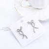Rhinestone Ribbon Bow Zircon Bow Earrings Women Earrings Korean Style Rhinestone Bow Ear Studs