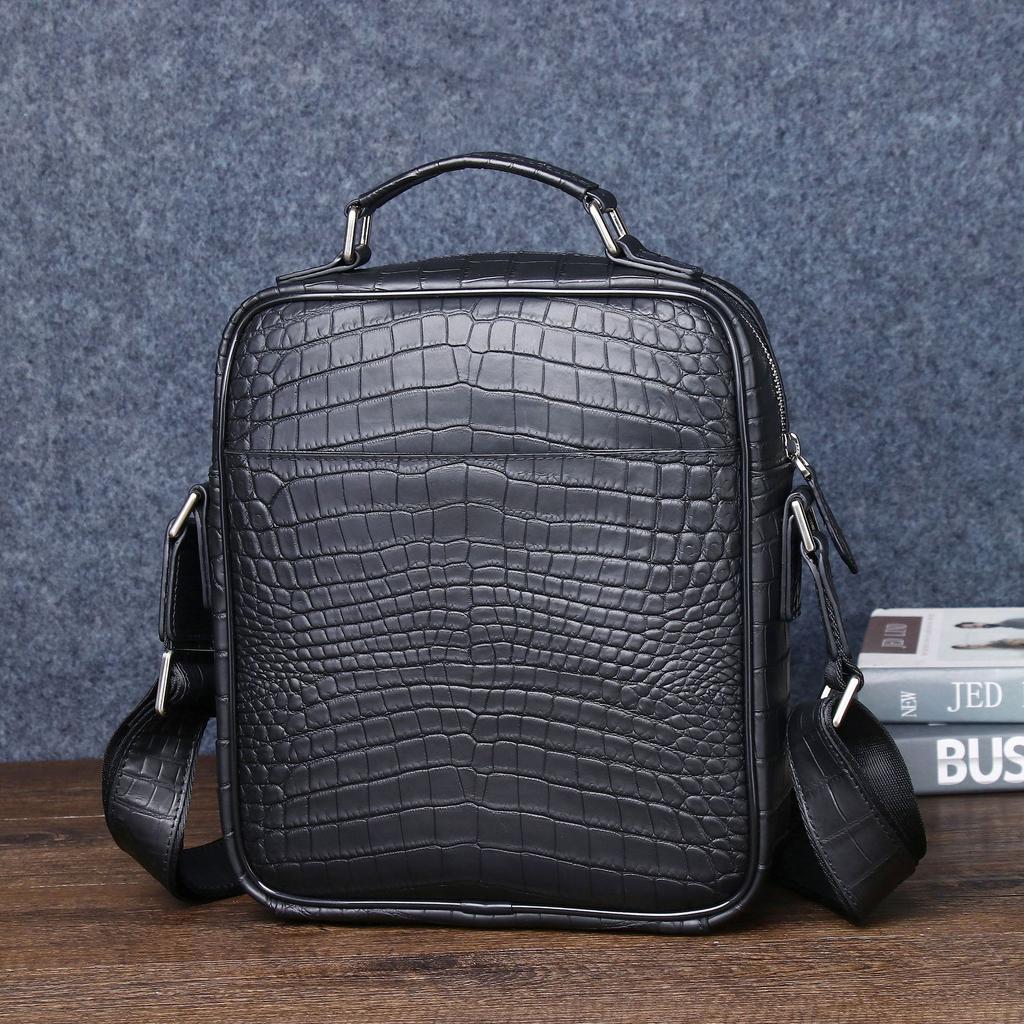 Мужская одноплечевая сумка кроссбоди цвета тумана с узором крокодилового живота, модная мужская сумка для улицы, ручная сумка кроссбоди, деловой рюкзак