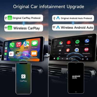 2025 Новый Carplay Box 2-в-1 Беспроводной Carplay и Android Auto Мини-адаптер Bluetooth для автомобиля с OEM-обновлением для Mazda Kia