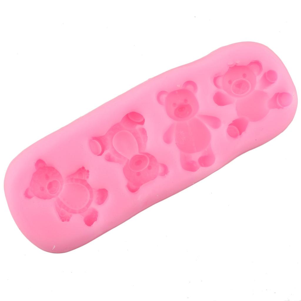 3D Cute Bear Silicone Molds DIY Baby Party Chocolate Fondant Mold Cake Decorating Tools Cupcake Topper Candy Polymer Clay Moulds