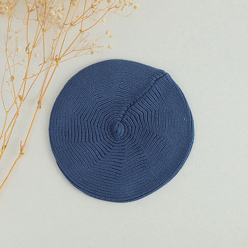 Милый детский берет, универсальная однотонная шерстяная шапка для новорожденных, шапка художника, теплая шапка с тыквой для маленьких мальчиков и девочек, повседневный чепчик