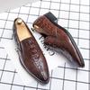 Fashion Crocodile Pattern Leather Dress Shoes for Men Classic Italian Casual Party Wedding Loafer Hombre Slip-on Suit Footwear Zapatos