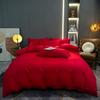 Большой красный комплект свадебного постельного белья из четырех предметов, стиранный хлопок, простой однотонный пододеяльник