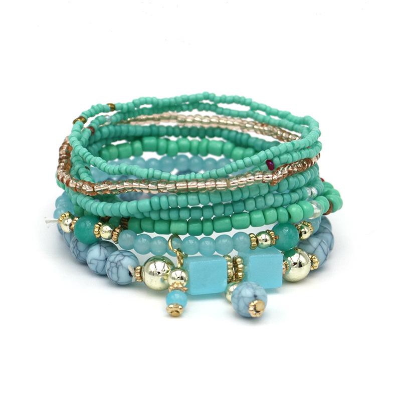 Bohemian Multilayer Turquoise Beaded Bracelet - European & American Travel Jewelry