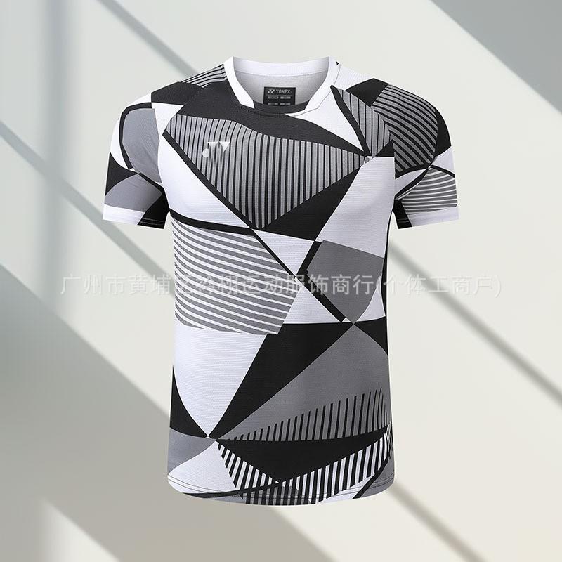 Unisex Badminton Sport T-Shirt Set Kids Adult Training Casual Wear Striped Design
