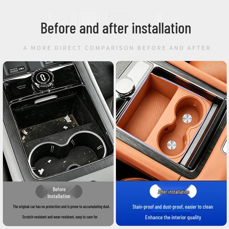 -Compatible with 26 AITO M9 Models: Central Control Cup Holder Tray & Protective Pad for Car Interior.