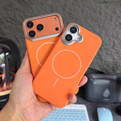 Минималистичный Оранжевый Тонкий Магнитный Чехол для iPhone 17 Pro Max 16 15 14 13 12 11 Pro Max Plus 16E Air для Magsafe Ударопрочный Чехол