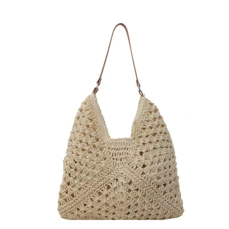 Fashionable Straw Bag: Hollow Square & Large Triangle Design, Contrast Color, Multi-way Wear Women's Crossbody & Shoulder Bag