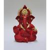Mukut Ganesha Idol for Car Dashboard Maroon Red and Gold Small Ganesha Murti Ganpati Idol for Home Decor