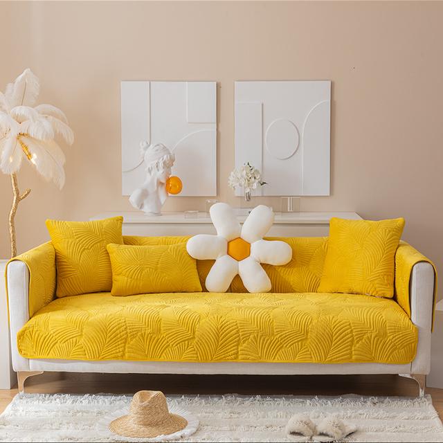 Thickened Sofa Cover Jacquard Slipcover Solid Color Linty Sofa Covers for Living Room Anti-Slip Multiple Sizes Soft Home Decor