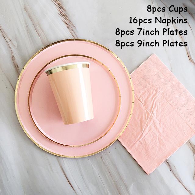 40 шт./лот одноразовая посуда набор золотых вечерние однотонные бумажные стаканчики тарелки день рождения детский душ карнавал свадьба декор принадлежности