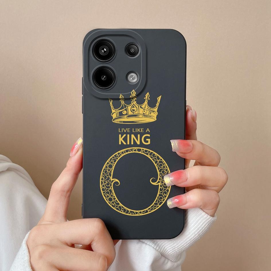 Phone Cases Cover For Xiaomi Redmi Turbo 3 Note 13 13R 5G Pro A3 13 Bumper Luxury A-Z Crown Queen Letters Matte Soft Silicone Screen Protector Housing