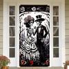 Halloween Door Banner Decoration Skeleton Door Sign Halloween Wedding Front Horror Banner for Porch