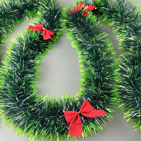 Рождественская гирлянда 6,5 футов с 6 красными бантами, искусственная зелень, сосновая гирлянда для каминной полки, лестницы, камина, домашнего украшения для вечеринки