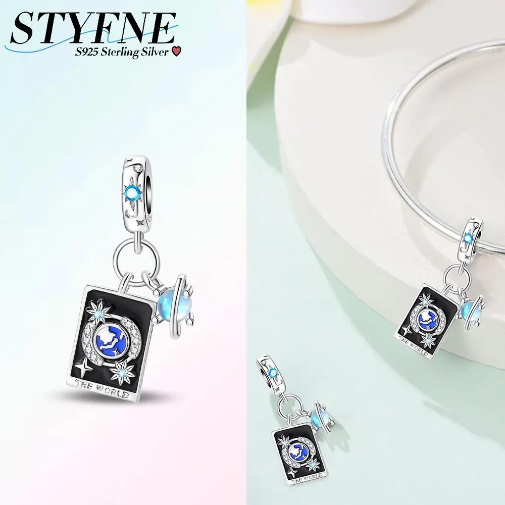 Pink Tarot Card Pendant Bead Component Stars Moon Sun Authentic Original Copper Metal Charm Bead Components Bead Components Compatible With Bracelet