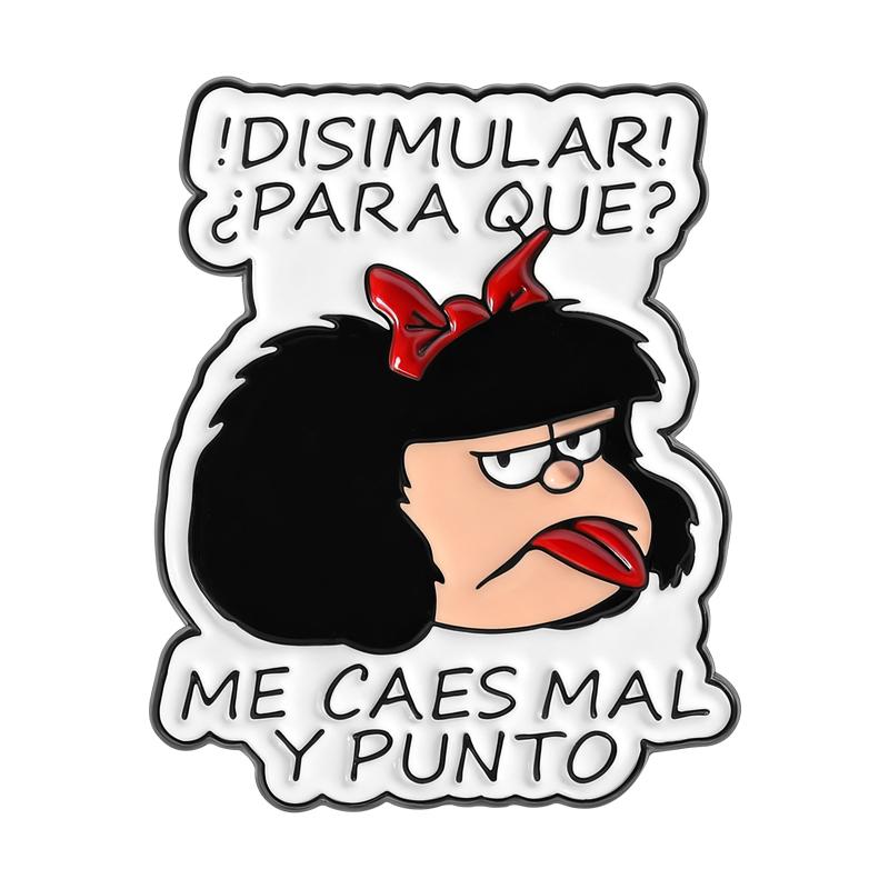 Comic Book Characters Enamel Pins Fun Cute Little Girl Brooches Lapel Badges Cartoon Spanish Jewelry Gift for Kids Friends