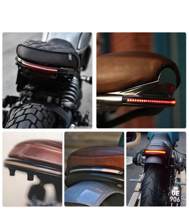 Гибкая светодиодная полоса для мотоцикла, задний указатель поворота, стоп-сигнал, лампа накаливания, стоп-сигнал 2835 3014 48 SMD, двухцветная