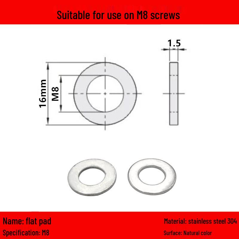 Galvanized/Stainless Steel Flat Washer Spacer - Sizes: M3, M4, M5, M6, M8, M10, M12