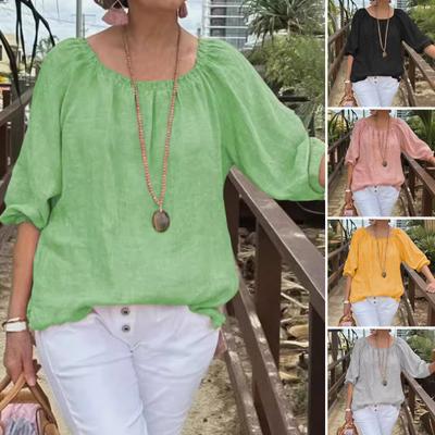 Женские топы с круглым вырезом и коротким рукавом, свободный крой, повседневные топы, однотонные, дышащие, легкие футболки