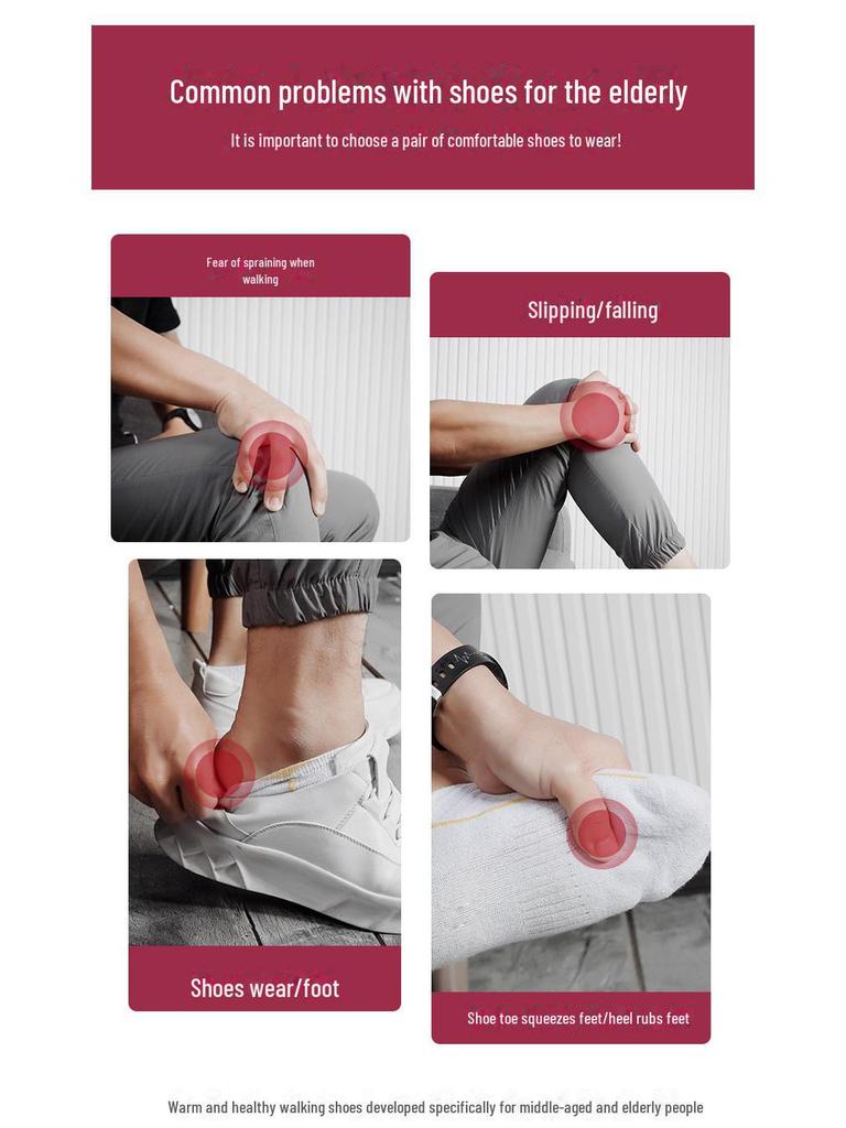 Official Non-Slip Soft Sole Shoes: Comfortable Walking Shoes for Middle-aged and Elderly