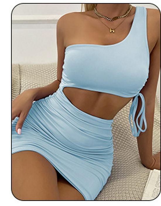 2025 Summer European & American Women's One-Shoulder Bodycon Dress - Sexy Nightclub Fashion Bestseller