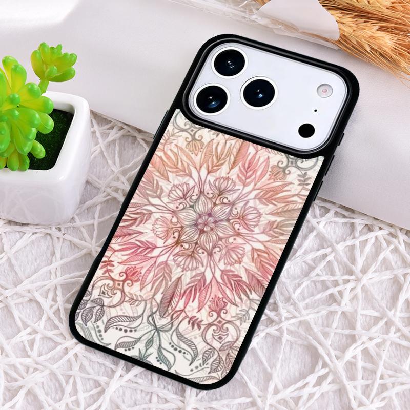 Цветочная Мандала Цветочный Чехол для Телефона для iPhone 17 Air 16 15 11 12 14 13 Pro Max Ударопрочный Чехол